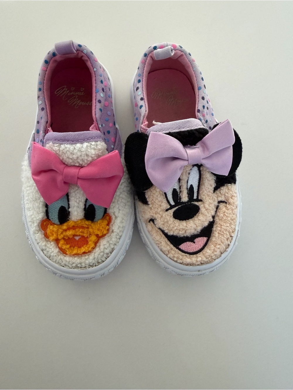 Disney Pink & Lavender Minnie and Daisy Plush Slip-On Sneakers